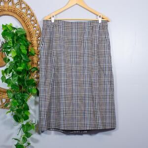 VTG Glen Plaid Midi Skirt Dark Academia Navy Kick Pleat Preppy | Soft Autumn